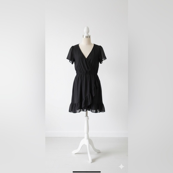 Abercrombie & Fitch| Black Flounced Sleeve Ruffled A-Line Skirt Mini-Dress Sz XS - Picture 8 of 8